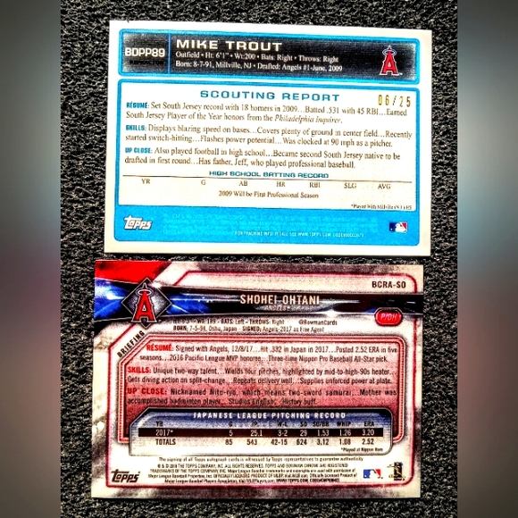 Mike Trout And Shohei Ohtani Angels Autograph Refractor Rookie Card Set Limited! - Picture 2 of 2